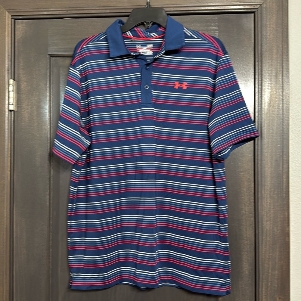 Under Armour ColdBlack Golf Multicolor Striped‎ Polo Shirt L